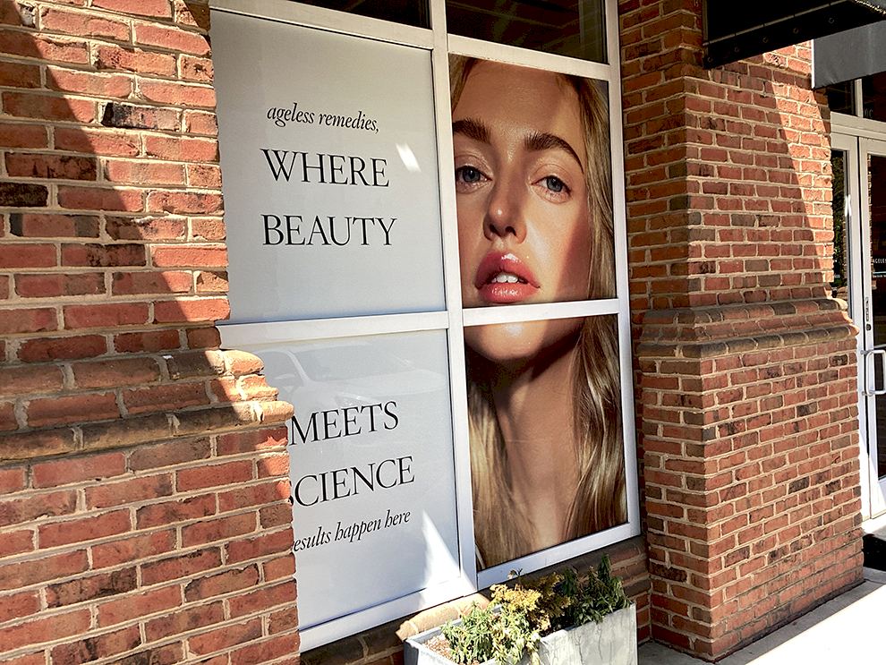 Business storefront graphics and window decals installed Statesville, NC