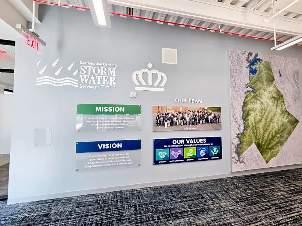 Dimensional Logo Displays, Wall Murals, and Branded Feature Walls in Charlotte, NC