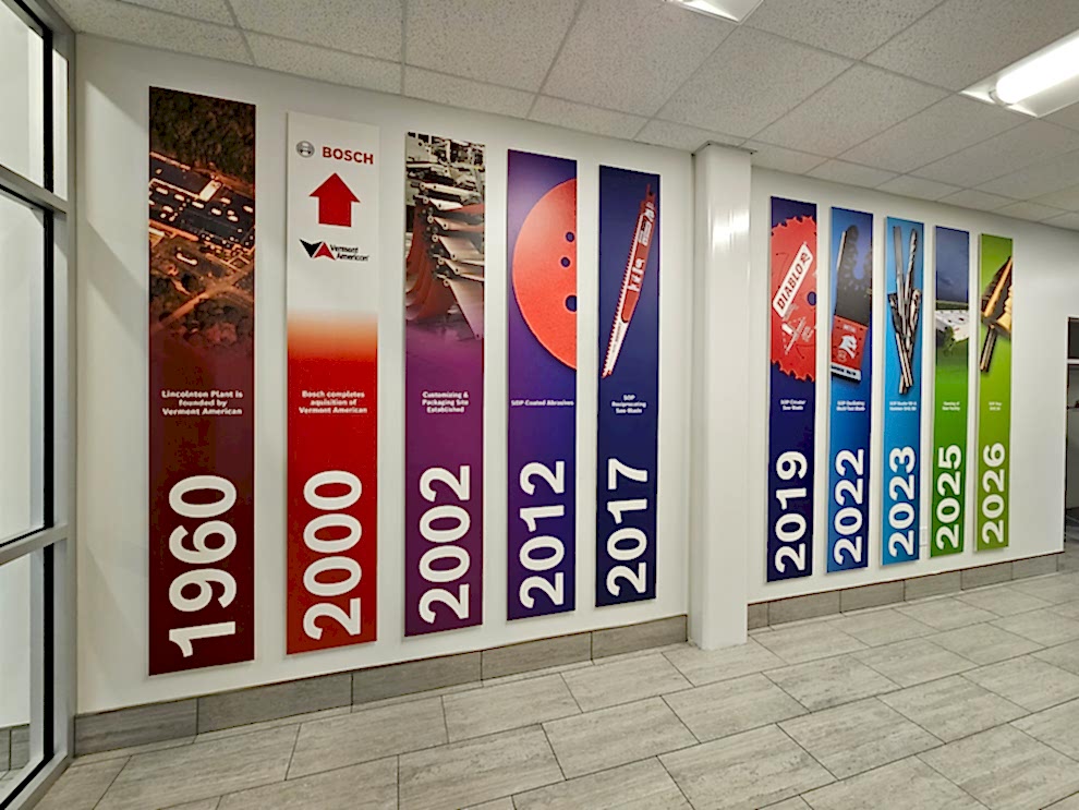 Corporate wall displays in Charlotte, NC, workplaces