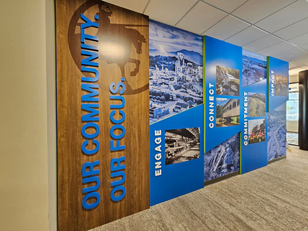 Custom wall displays for office branding in Gastonia, NC