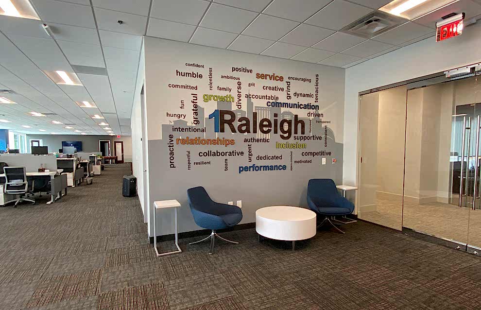 Wall displays with branded graphics in Gastonia, NC, workplaces