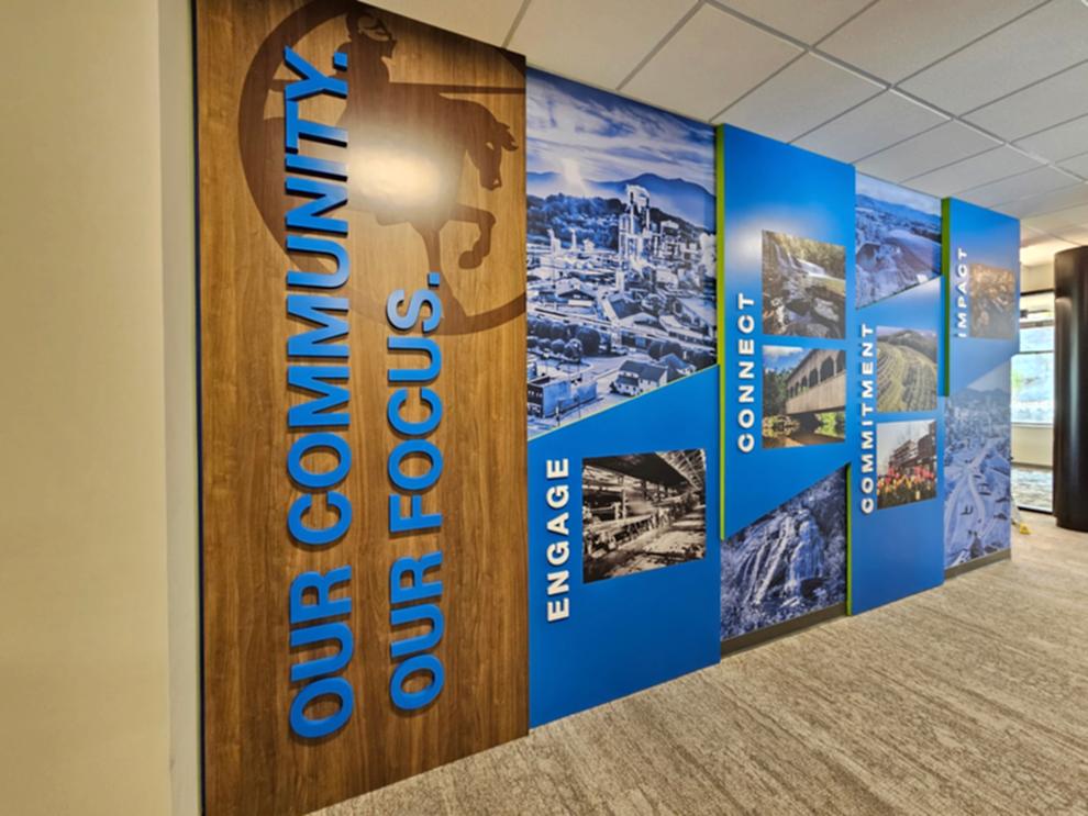 Custom wall displays for office branding in Mooresville, NC