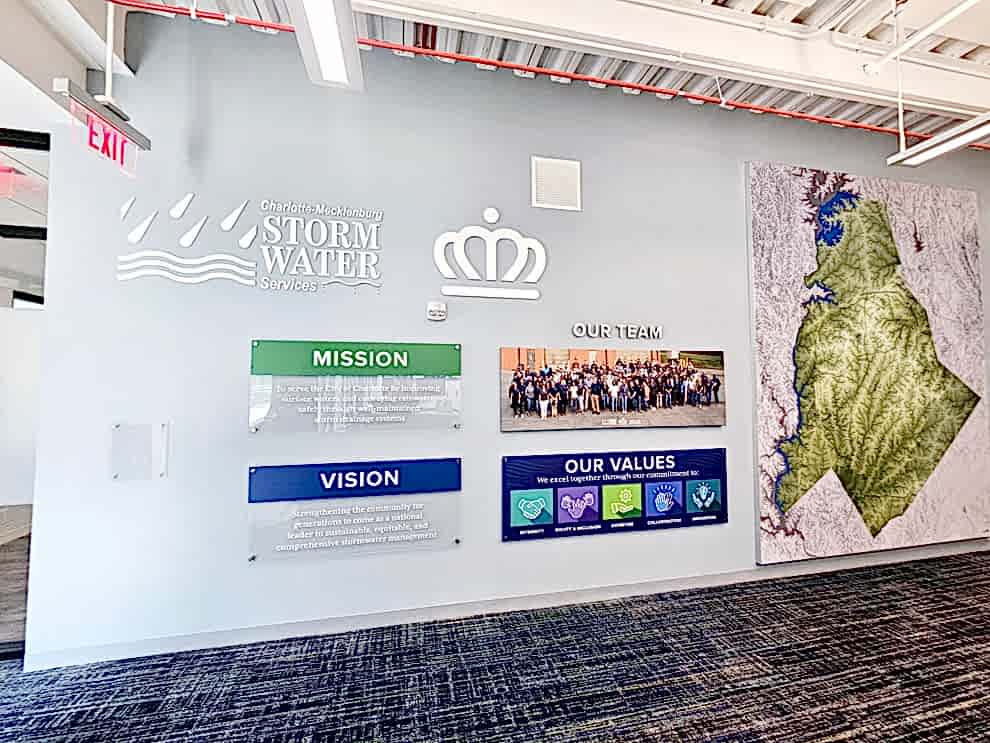 Wall displays designed for modern office interiors in Mooresville, NC