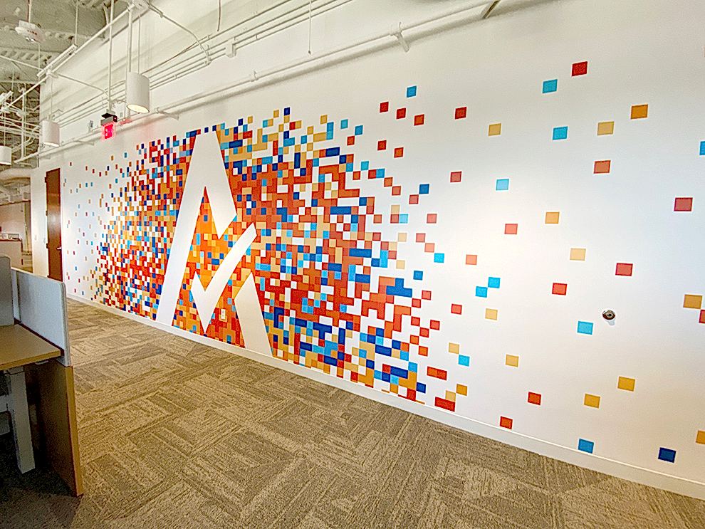Branded conference room wall wrap design for workplace in Fort Mill, SC
