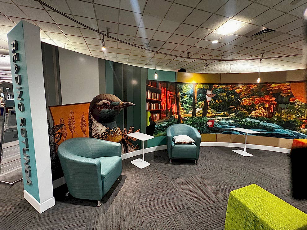 Branded corporate wall mural installation at Berkadia office Hickory, NC