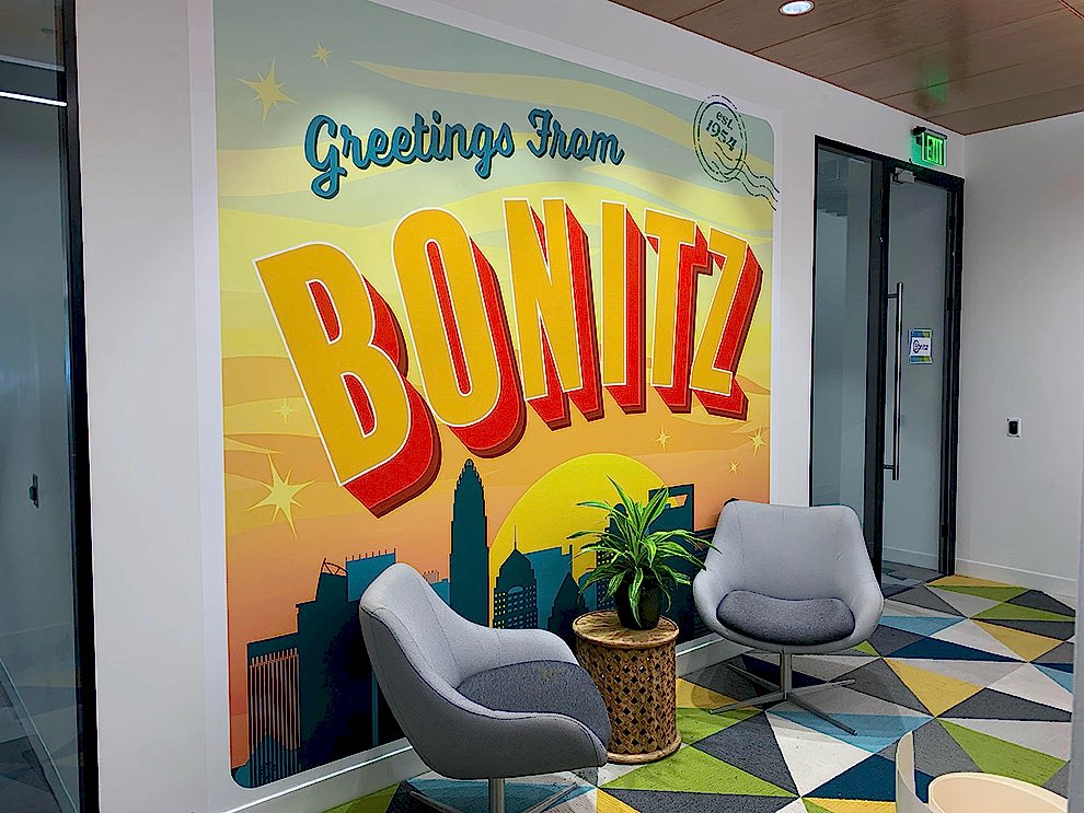Custom wall wrap graphics enhancing corporate interiors in Hickory, NC