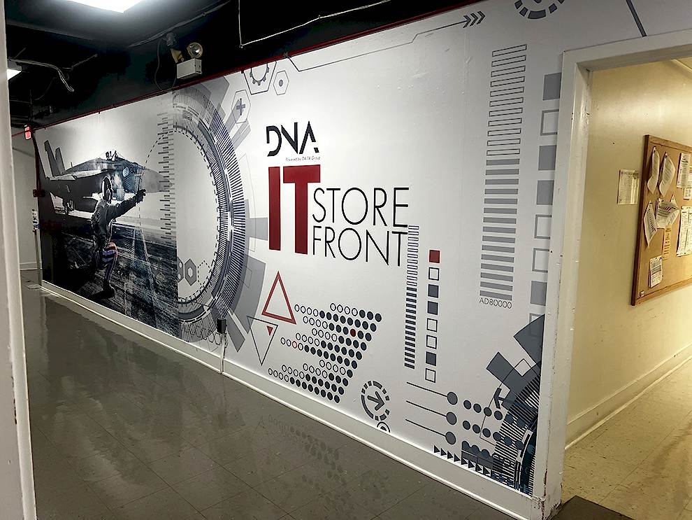 Hallway wall wrap with branded graphics for workplace in Rock Hill, SC