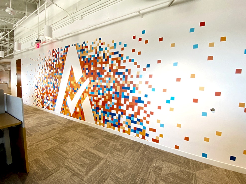 Branded conference room wall wrap design for workplace in Statesville, NC
