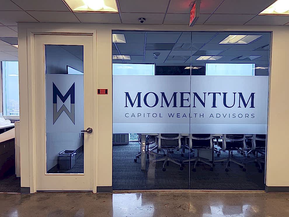 Window Graphics in Charlotte, NC designed and installed on glass for conference room privacy