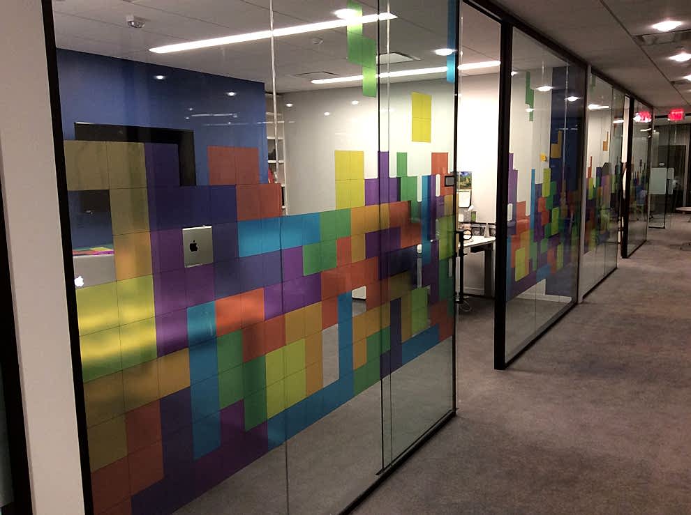 Window Graphics in Gastonia, NC designed and installed with decorative patterns for workplace branding
