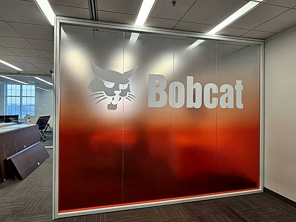 Window Graphics in Mooresville, NC designed and installed with frosted vinyl for workplace interiors