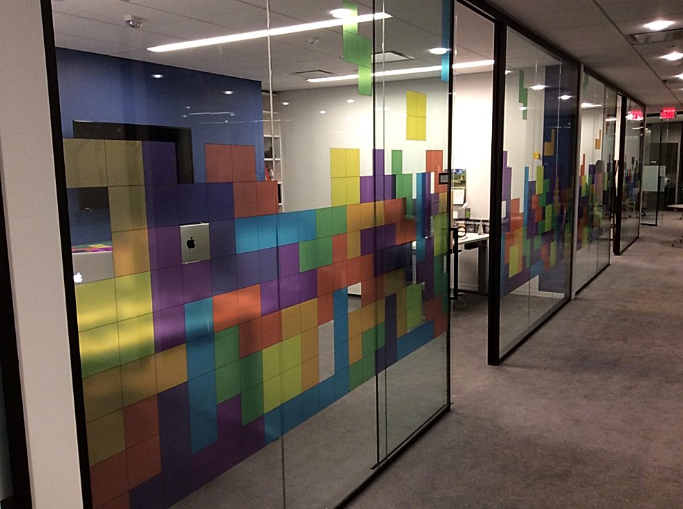 Window Graphics in Rock Hill, SC designed and installed with decorative patterns for workplace branding