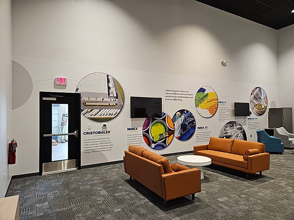 Sign Company in Concord, NC designed and installed custom office signage and branded interiors
