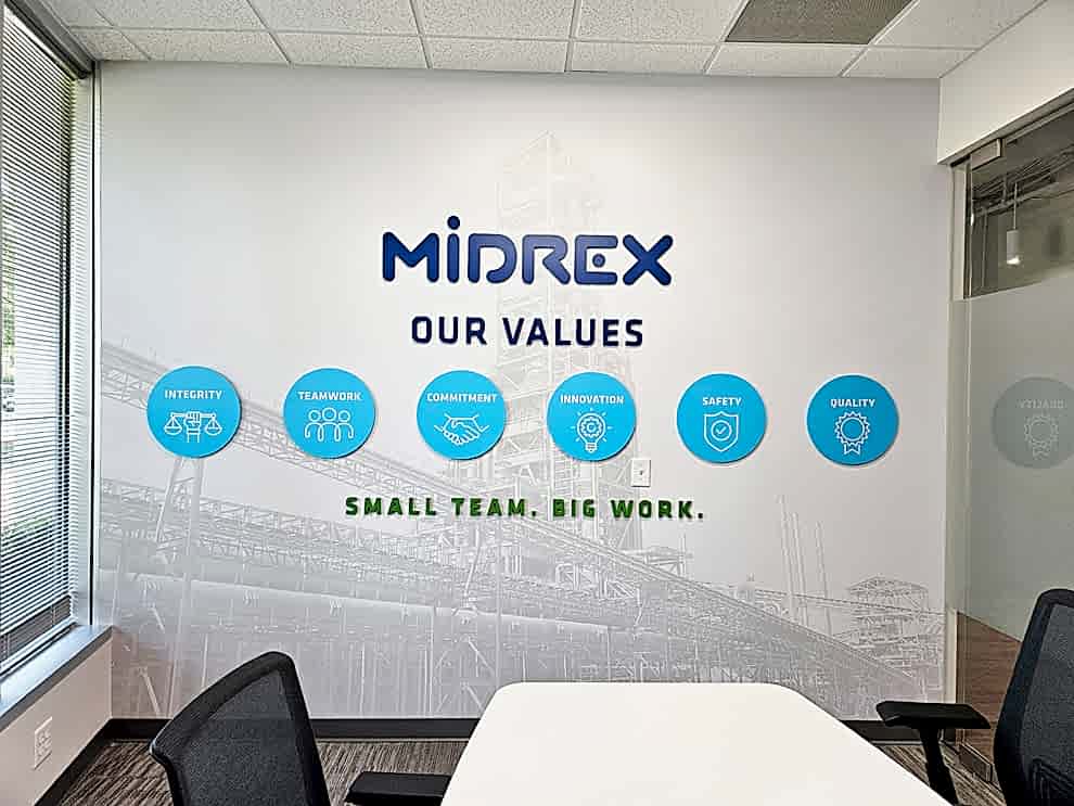 Sign Shop in Mooresville, NC designed and installed wall wraps and branded workplace graphics